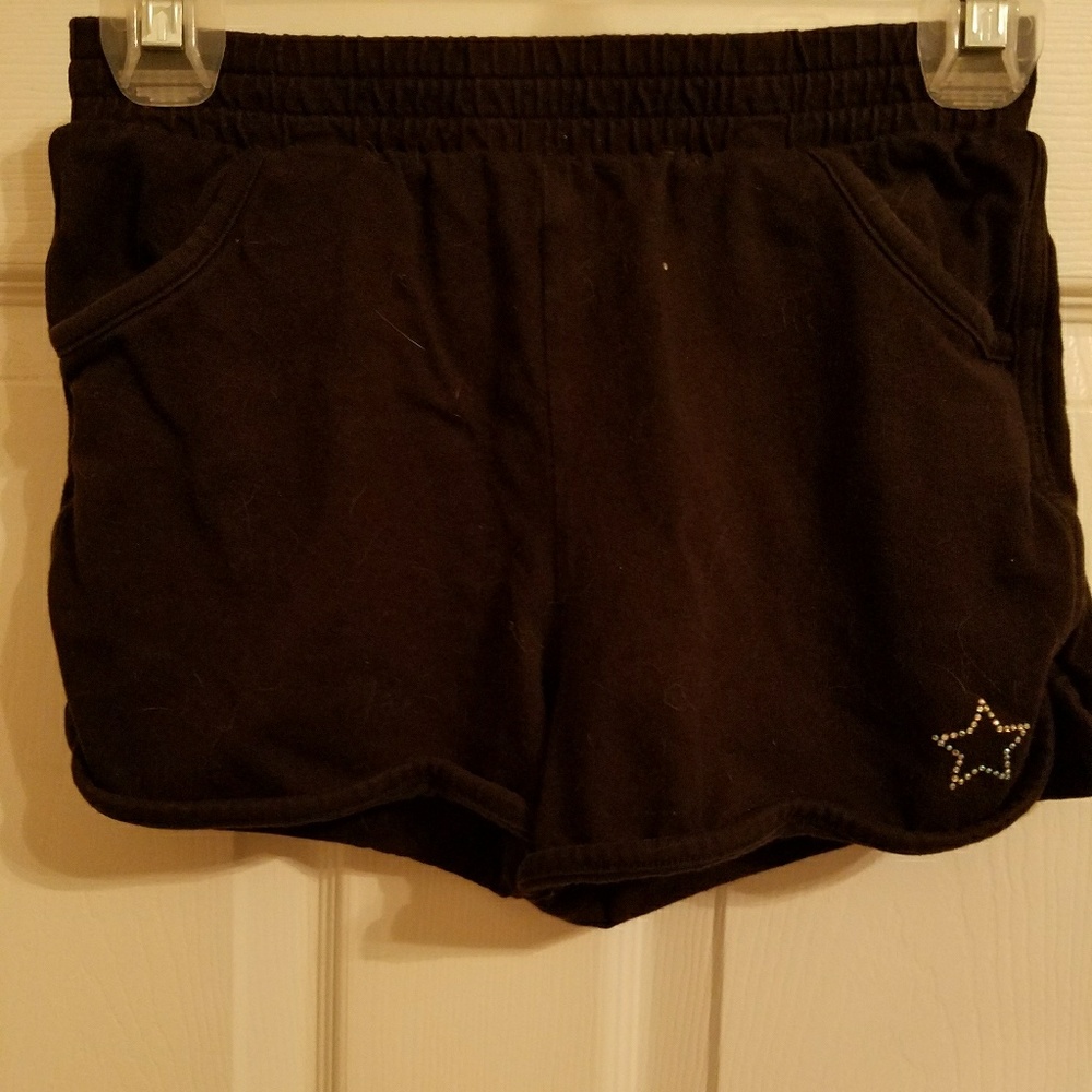 Girls black knit shorts 10/12